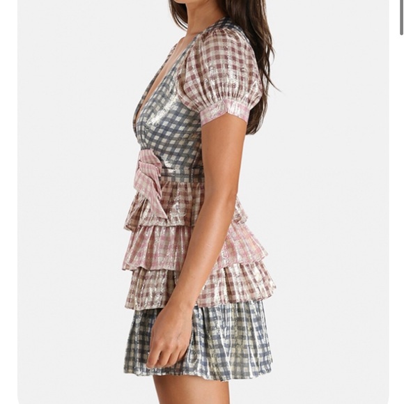 LoveShackFancy Lucinda Metallic Gingham Dress - Picture 2 of 8